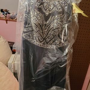 Blue Dress with silver beads